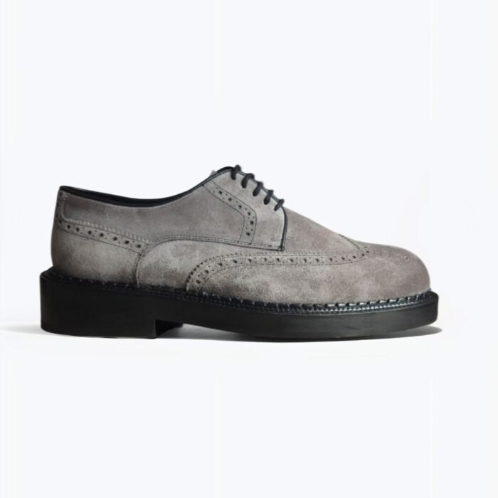 Grey Suede Brogue Oxford Shoes